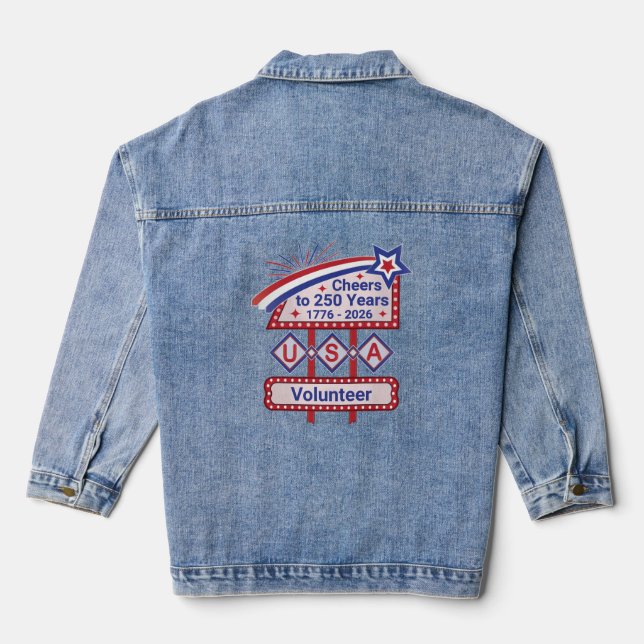 Veste En Jean Personalized USA 250–Patriotic Retro Marquee (Verso)