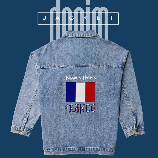 Veste En Jean Personnalisation blanche du drapeau français et de (Créateur téléchargé)