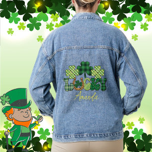Veste En Jean Personnalisé Lucky Jour de la Saint Patrick