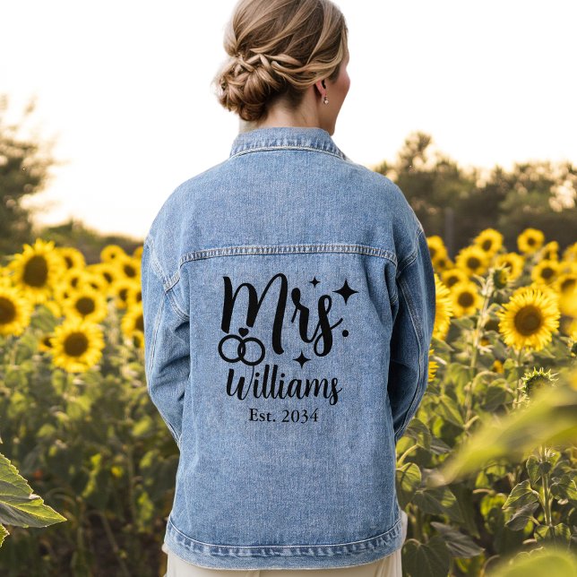 Veste En Jean Personnalisé Mme Est Date Mariée Mariage Party Jea (Personalized Mrs Est Date Bride Wedding Party Jean Denim Jacket
)