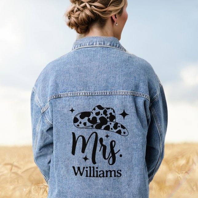 Veste En Jean Personnalisée Casquette Cowgirl Mme Bride Jean (Personalized Cowgirl Hat Mrs Bride Jean Denim Jacket
)