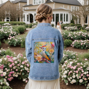 Veste En Jean Petit arc-en-ciel Pic Imaginaire Oiseau