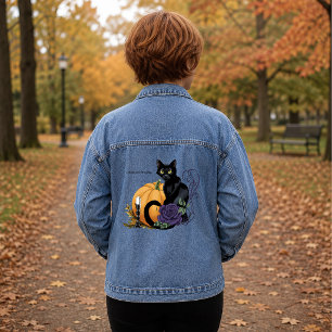 Veste En Jean Petit Chat Noir