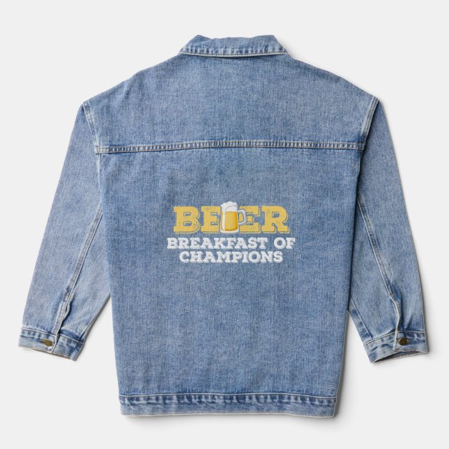 Veste En Jean Petit Déjeuner De Bière Champions Drôle Boire (Verso)