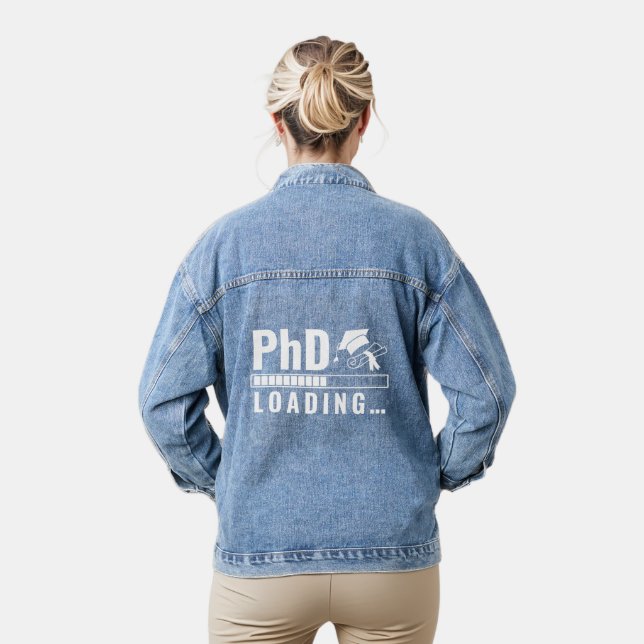 Veste En Jean Phd Loading Bar Graduate Student White Fun Script (Modèle)