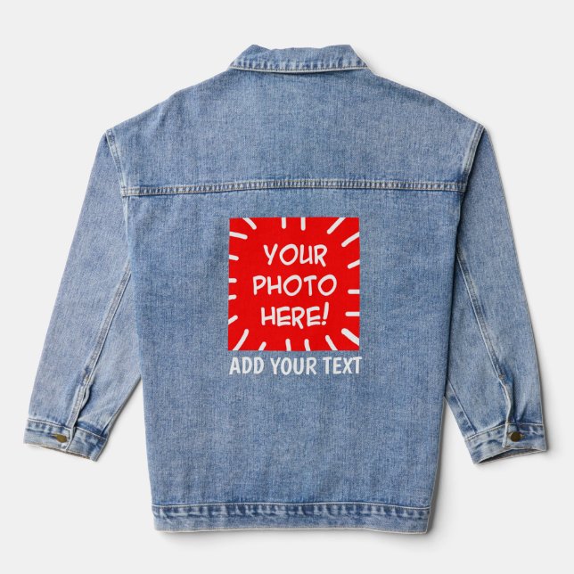 Veste En Jean Photo et texte personnalisés (Verso)