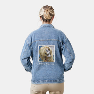 VESTE EN JEAN PHOTO (HUMOUR) "AVANT LE MAQUILLAGE"