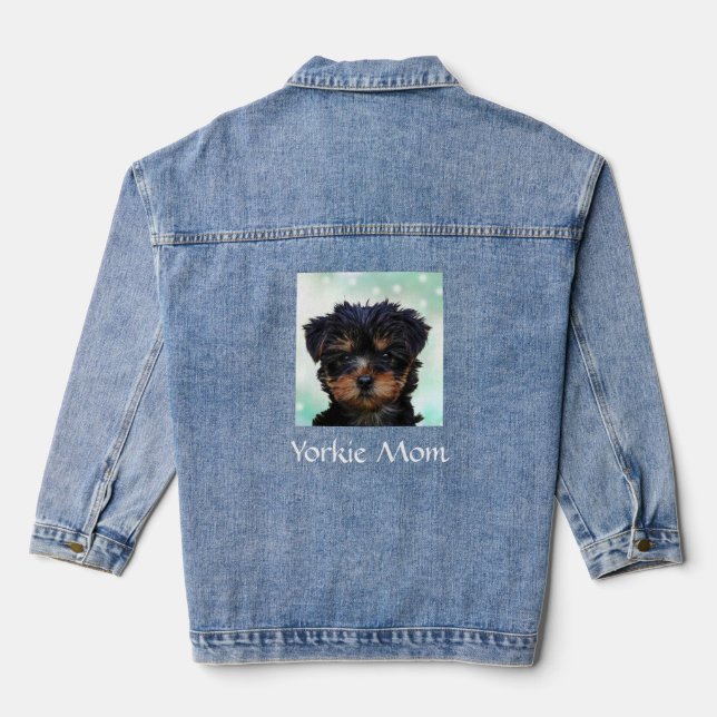 Veste En Jean Photo Yorkie personnalisée et texte modifiable (Verso)
