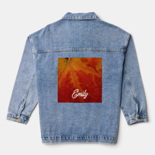 Veste En Jean Photographie abstraite de la feuille d'érable roug