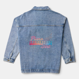 Veste En Jean Piano Clavier coloré Notes musicales