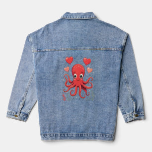 Veste En Jean Pieuvre Mignonne avec Ballons en Forme de Cœur