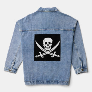 VESTE EN JEAN PIRATE DRAPEAU CROSSBONNES DENIM JACKET