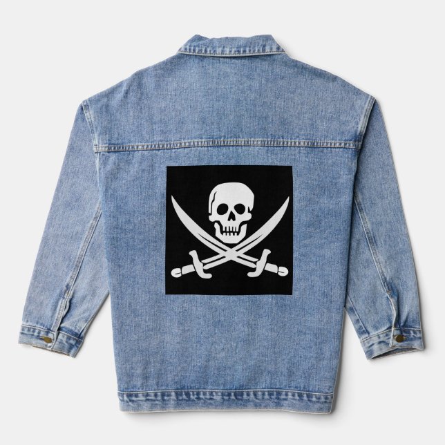 VESTE EN JEAN PIRATE DRAPEAU CROSSBONNES DENIM JACKET (Verso)