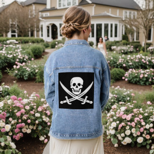 VESTE EN JEAN PIRATE DRAPEAU CROSSBONNES DENIM JACKET