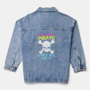 Veste En Jean Pirate Pansexuel Rétro Aime Tous Booty Cute Lgbt P