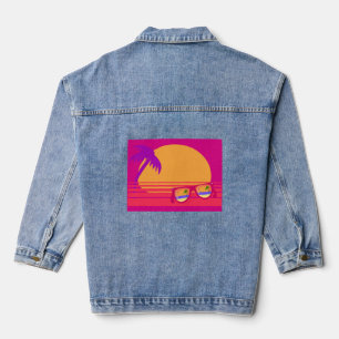 Veste En Jean Plaisir de la plage des années 80, coucher de sole
