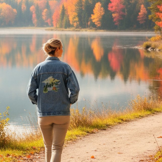 Veste En Jean Plan forestier de l'aquarelle (Créateur téléchargé)