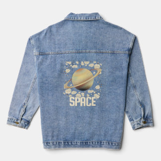 Veste En Jean Planète Saturne Beige Brown