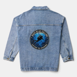 Veste En Jean Plongeur en scaphandre nageant à l'intérieur d'un