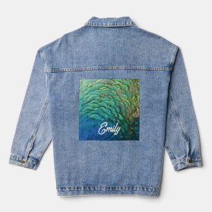 Veste En Jean Plumes de paon I Design de nature abstrait coloré