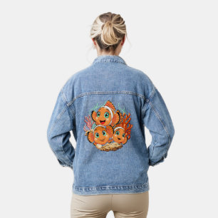 Veste En Jean Poisson clown Dessin animé mignon Famille Sous l'e