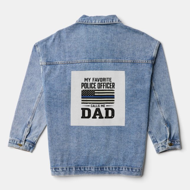 Veste En Jean Police Officer Dad Vintage Flag Shirt Design_1 (Verso)
