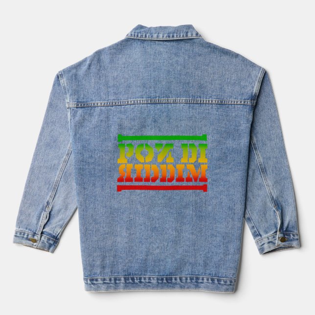 Veste En Jean Pon Di Riddim Rasta Colors Reggae (Verso)