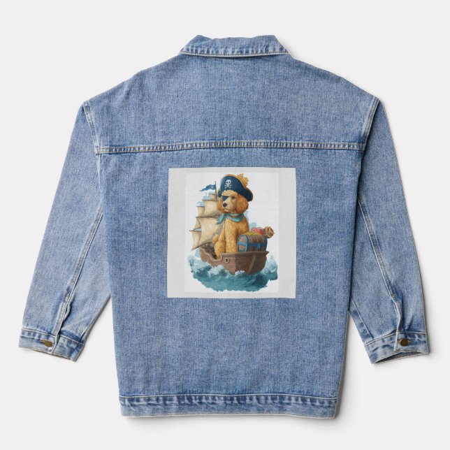 Veste En Jean Poodle Pirate � Drôle de chien de mer (Verso)