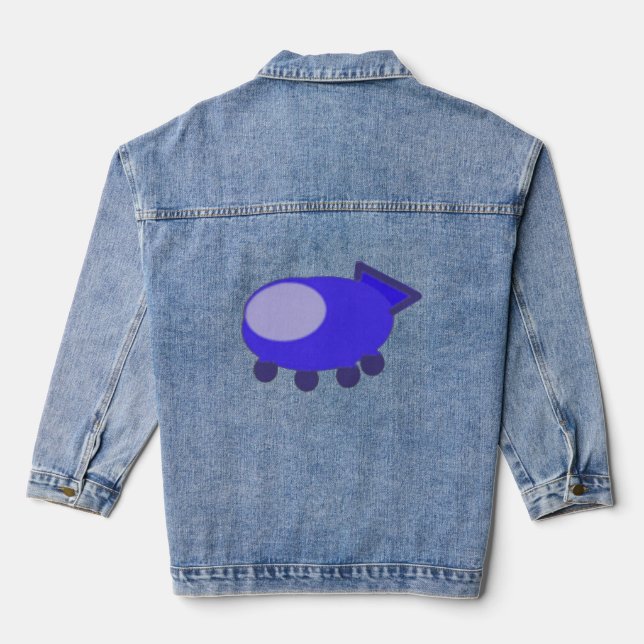 Veste En Jean Popcorn Anime Blue Spaceship Denim Jacket (Verso)