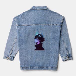 Veste En Jean Portrait d'anime roi gothique masculin avec couron