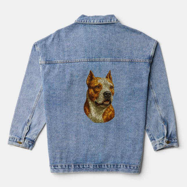 Veste En Jean Portrait de chien Pitbull (Verso)