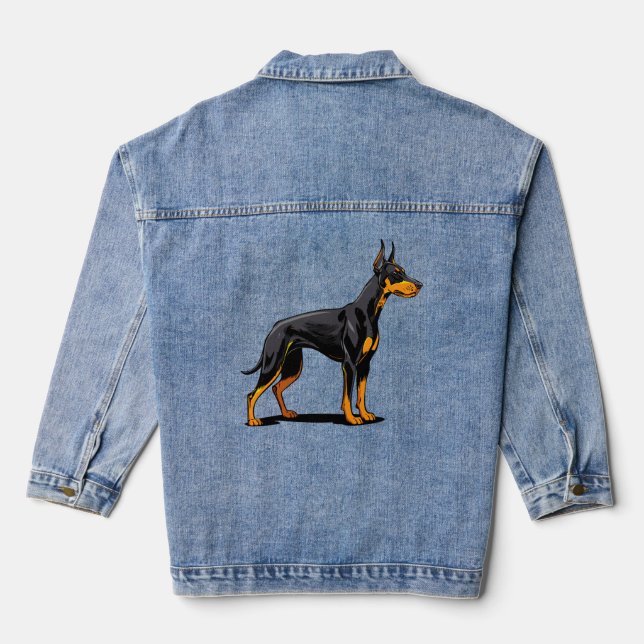 Veste En Jean Portraits d'un chien doberman tête vue de face (Verso)