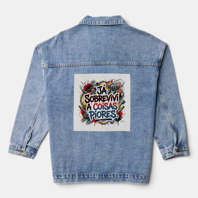 Veste En Jean Portuguese biker quote – graffiti  (Verso)