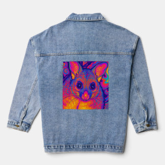 Veste En Jean possums australien à queue touffue psychédélique