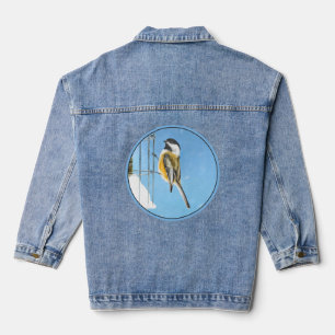 Veste En Jean Poulet sur mangeoire - Art d'origine des oiseaux s