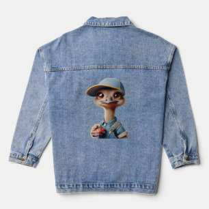 Veste En Jean Poussette d'autruche dans un Casquette avec une vo
