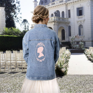 Veste En Jean Poussiéreux Rose Romantique Régence Botanique Camé