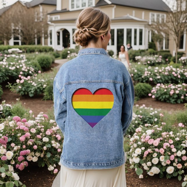 Veste En Jean Pride Coeur arc-en-ciel (Mariage Retour)