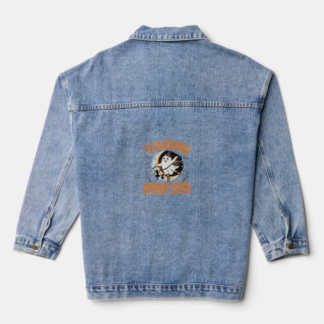 Veste En Jean Professeur de danse Halloween pas effrayants (Verso)