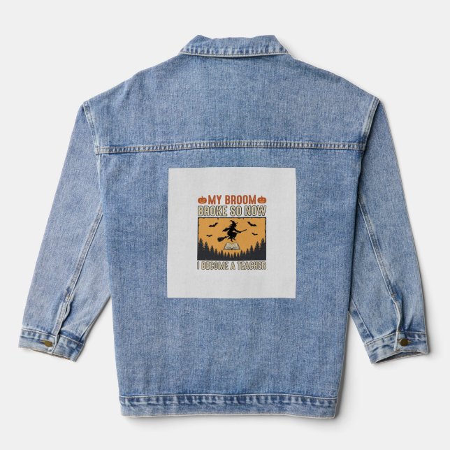 Veste En Jean Professeur d'Halloween Balai Cassa Conception Vint (Verso)