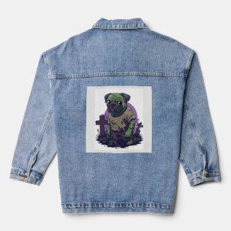 Veste En Jean Pug zombie � Chien drôle d'Halloween pas mort