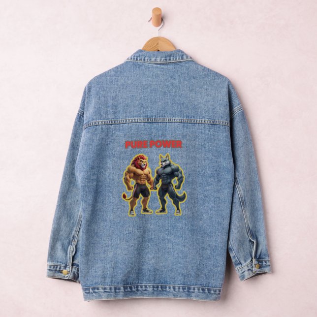Veste En Jean Pure Power – Strong Animal Muscle Cartoon Design (Hangar)
