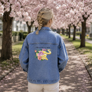 Veste En Jean Python boule jaune albino Roses sarcelle