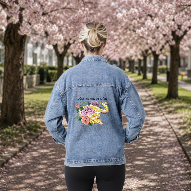 Veste En Jean Python boule jaune albino Roses sarcelle (Créateur téléchargé)