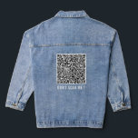 Veste En Jean QR Code Scan Info Funny Denim Jacket - Texte perso<br><div class="desc">Texte et couleurs personnalisés - Veste Denim avec votre QR Code Scan Info Personnalisé Moderne Promotionnel ou Personnel Dénim Vestes / Cadeau - Ajouter votre QR Code - Image ou logo - photo / ou texte / plus - Redimensionner et déplacer / Supprimer / Ajouter des éléments - Image /...</div>
