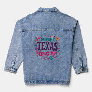 Veste En Jean Quelqu'un au Texas m'aime - Art Hippie Retro Texas