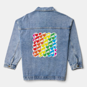 Veste En Jean Rainbow Musical Notes Motif mignon