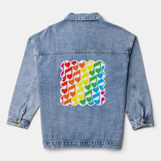 Veste En Jean Rainbow Musical Notes Motif mignon (Verso)