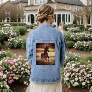 Veste En Jean Randonnée À Cheval Sauvage À Travers Le Surf