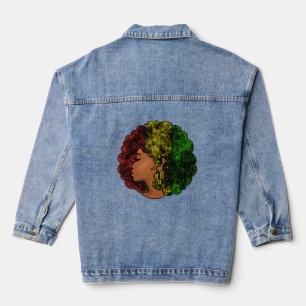 Veste En Jean Rasta femme noire afro rouge jaune vert